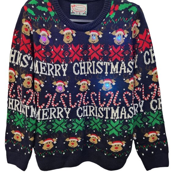 SMART LIVING, UGLY CHRISTMAS SWEATER. Size L "FLASHING" 3328 - Picture 4 of 13